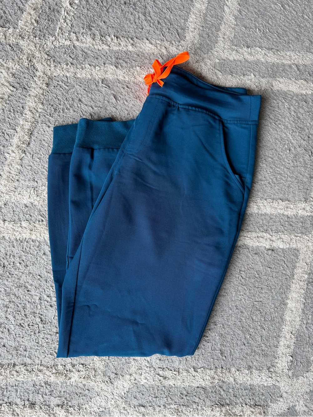 Figs Women's Dark Teal Jogger Scrub Pants with Orange Drawstring